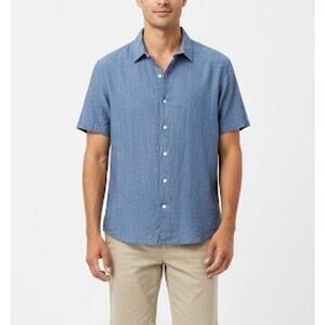Bonobos Riviera Short Sleeve Shirt Athletic Fit in Dark Wash Chambray Sz L